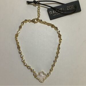 Rachel Zoe Pave’ Clover Mother Of Pearl CZ Bracelet New